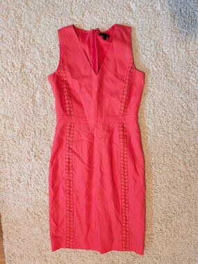 J. Crew Pink Wool Eyelet Trim Sheath Dress - 6T